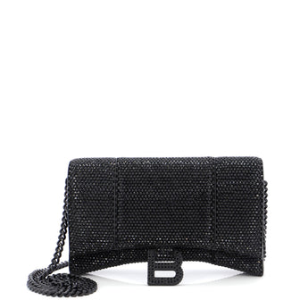 Balenciaga Hourglass Chain Wallet Suede with Crystals XS
