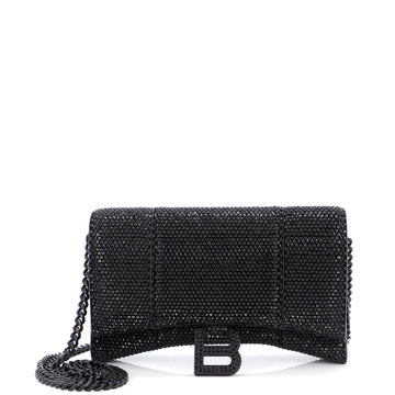 Balenciaga Hourglass Chain Wallet Suede with Crystals XS