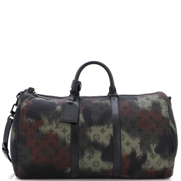 Louis Vuitton Keepall Bandouliere Bag Limited Edition Camouflage Monogram Nylon 50