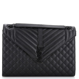 Saint Laurent Classic Monogram Envelope Satchel Mixed Matelasse Leather Large