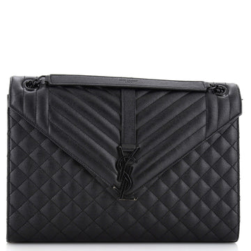Saint Laurent Classic Monogram Envelope Satchel Mixed Matelasse Leather Large