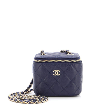Chanel Classic Vanity Case with Chain Quilted Caviar Mini