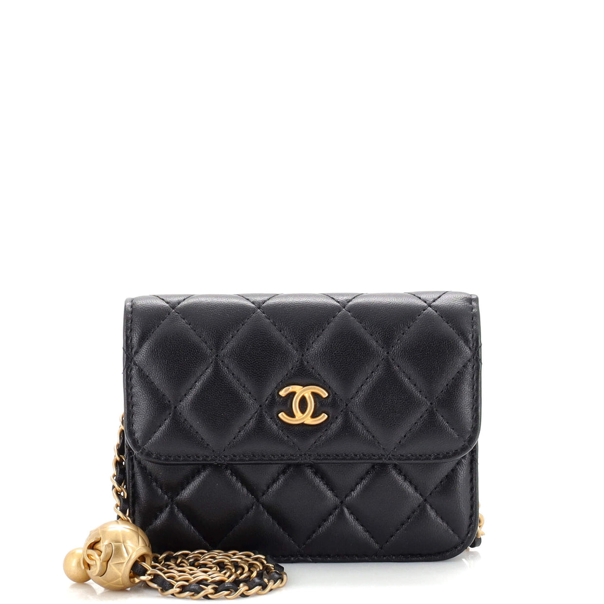 Chanel Pearl Crush Flap Clutch with Chain Quilted Lambskin Mini Black ...