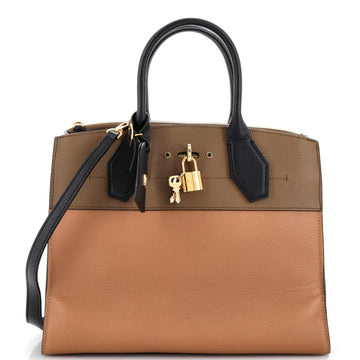 Louis Vuitton City Steamer Handbag Leather MM