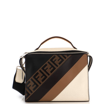 Fendi Messenger Bag Leather with Zucca Embossed Detail Mini