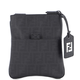 Fendi Flat Front Pocket Messenger Bag Zucca Coated Canvas Medium