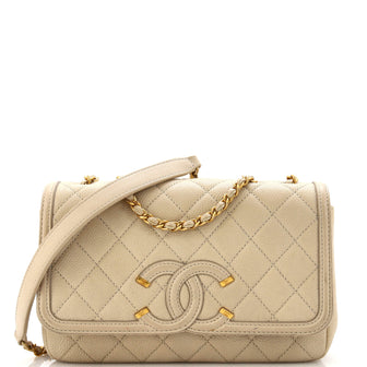 Chanel Filigree Flap Bag Quilted Caviar Small