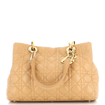 Christian Dior Soft Zipped Shopping Tote Cannage Quilt Lambskin Medium