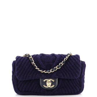 Chanel Paris-Hamburg Flap Bag Cable Knit Fabric with Calfskin Small