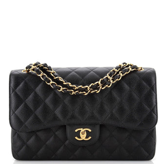 Chanel Classic Double Flap Bag Quilted Caviar Jumbo
