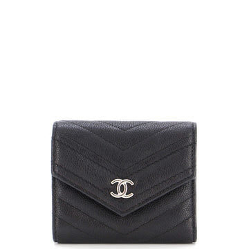 Chanel CC Envelope Flap Wallet Chevron Caviar Compact