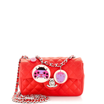 Chanel Vintage Ladybug Flap Bag Quilted Lambskin Mini