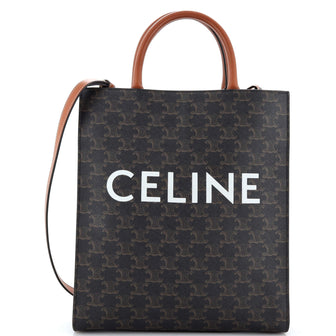 Celine Vertical Cabas Tote Triomphe Coated Canvas Small