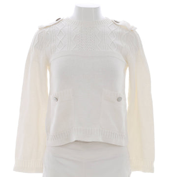Chanel Women's Cable Knit Crewneck Sweater Cotton