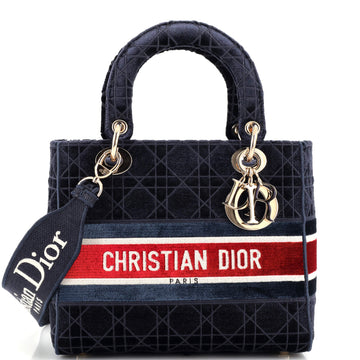 Christian Dior Lady D-Lite Bag Cannage Embroidered Velvet Medium
