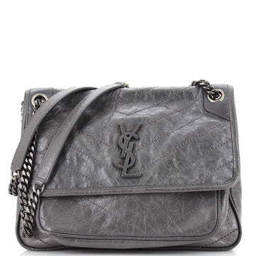Saint Laurent Niki Chain Flap Bag Matelasse Chevron Leather Medium