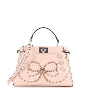 Fendi Peekaboo Bag Embroidered Leather with Studs Mini