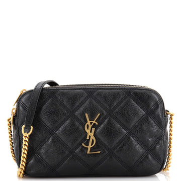 Saint Laurent Becky Double Zip Crossbody Bag Quilted Leather Mini