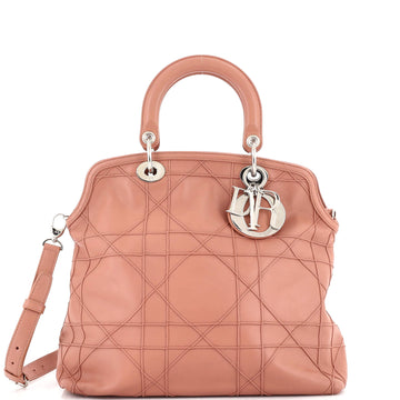 Christian Dior Granville Satchel Cannage Quilt Leather Medium