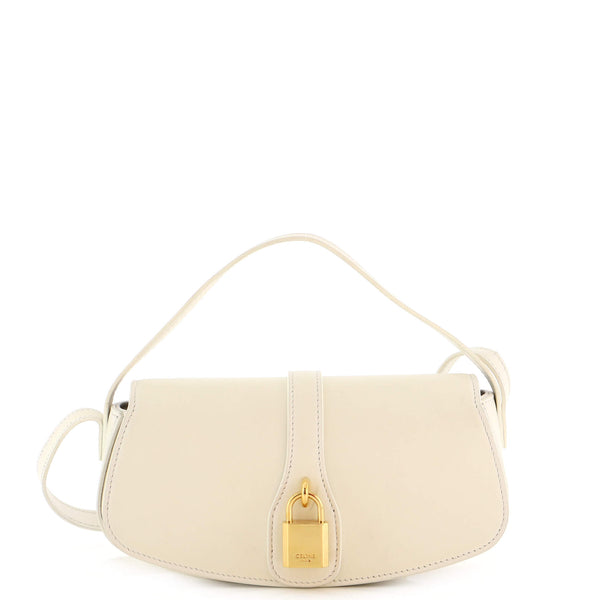 Celine Tabou Clutch with Strap Smooth Calfskin White 220202315
