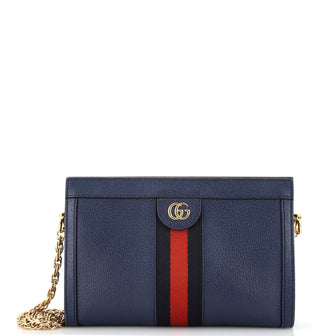 Gucci Ophidia Chain Shoulder Bag Leather Small Blue 220202319