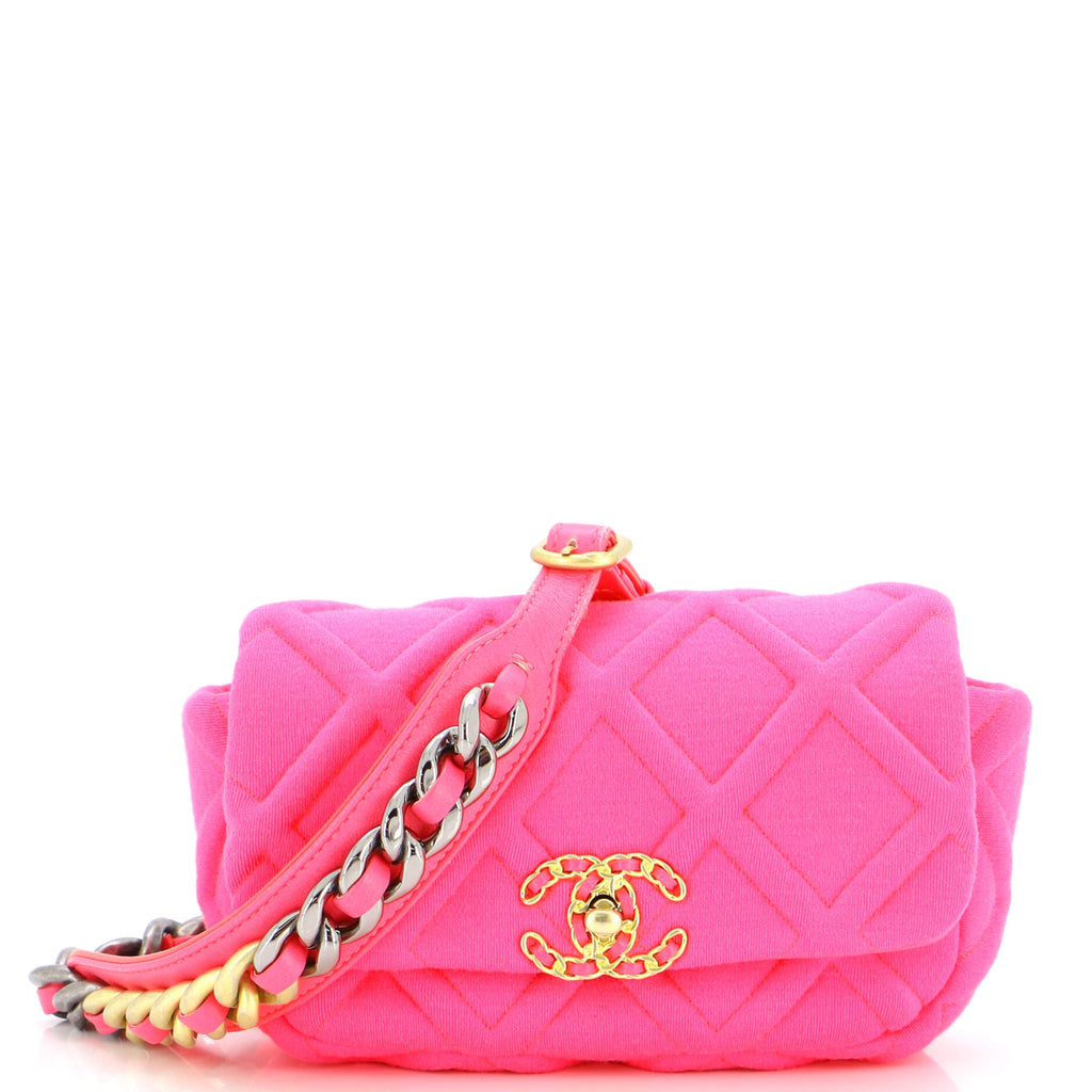 Chanel 19 Belt Bag Quilted Jersey Pink 220202339