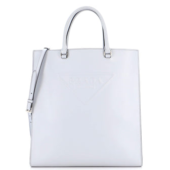Prada Triangle Logo Convertible Open Tote Leather Medium