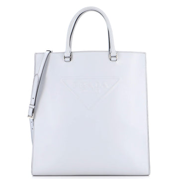 Prada Triangle Logo Convertible Open Tote Leather Medium