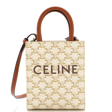 Celine Vertical Cabas Tote Triomphe Coated Canvas Mini