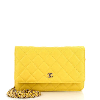 Chanel Wallet on Chain Quilted Caviar Yellow