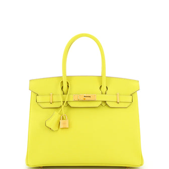 Hermes Birkin Handbag Yellow Epsom with Gold Hardware 30