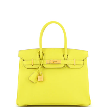 Hermes Birkin Handbag Yellow Epsom with Gold Hardware 30