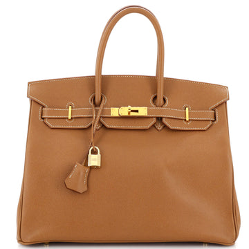 Hermes Birkin Handbag Brown Veau Grain Lisse with Gold Hardware 35