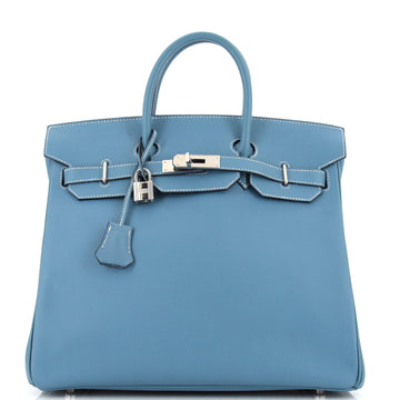 Hermes HAC Birkin Bag Blue Epsom with Palladium Hardware 32