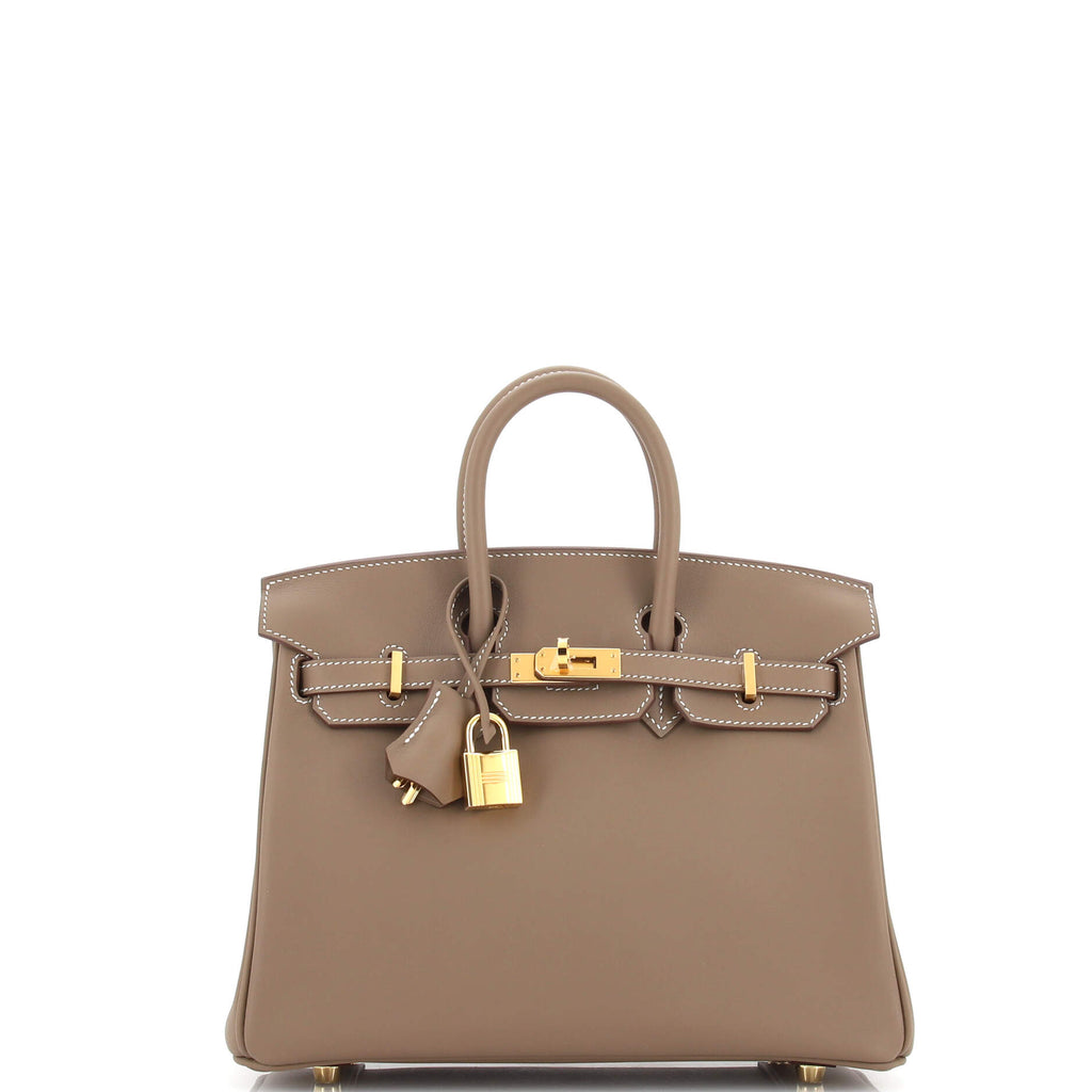 Hermes Birkin Handbag Grey Swift with Gold Hardware 25 Neutral