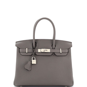 Hermes Birkin Handbag Grey Togo with Palladium Hardware 30