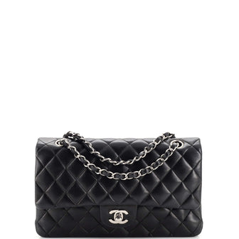 Chanel Vintage Classic Double Flap Bag Quilted Lambskin Medium