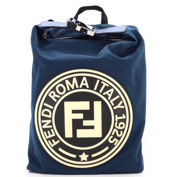 Fendi FF Logo Stamp Buckle Backpack Canvas Large