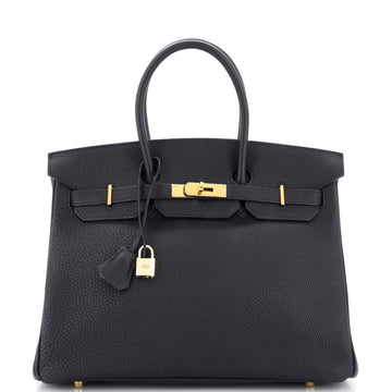 Hermes Birkin Handbag Black Togo with Gold Hardware 35