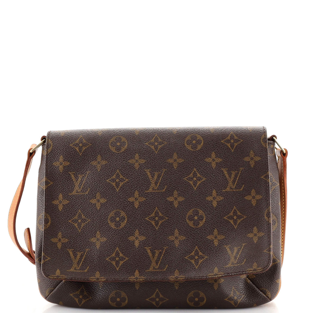 Louis Vuitton Musette Tango Shoulder Bag Monogram Leather Brown