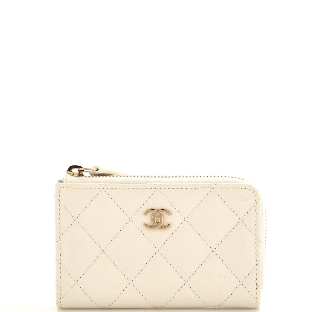 Chanel Key Pouch Quilted Caviar White 220202462