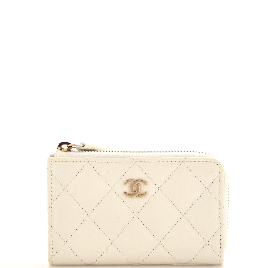 Chanel Key Pouch Quilted Caviar White 11434949