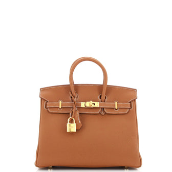 Hermes Birkin Handbag Brown Togo with Gold Hardware 25