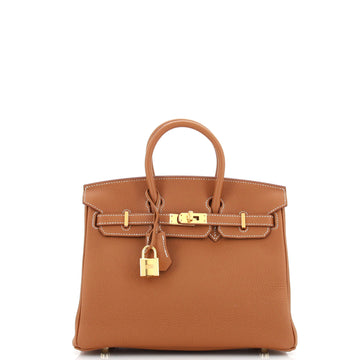 Hermes Birkin Handbag Brown Togo with Gold Hardware 25
