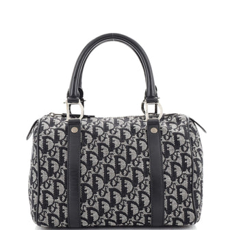 Christian Dior Vintage Trotter Boston Bag Diorissimo Canvas Small