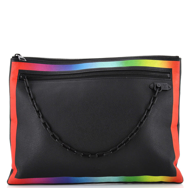 Louis Vuitton Pochette A4 Taiga Black/Rainbow in Taiga Leather