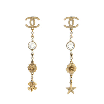 Chanel CC Charm Dangle Stud Earrings Metal with Crystals