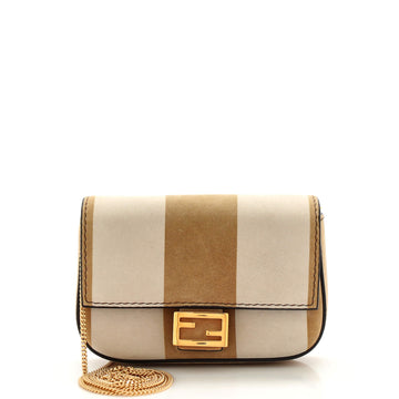 Fendi Chain Baguette Charm Bag Pequin Nubuck Nano