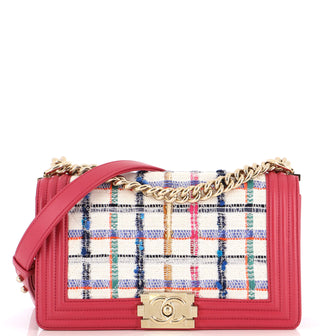 Chanel Boy Flap Bag Multicolor Quilted Canvas and Tweed Medium