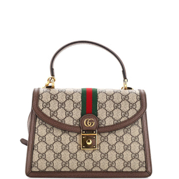 Gucci Ophidia Flap Top Handle Bag GG Coated Canvas Small